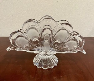 Vintage Bohemian Crystal Fan Shaped Pedestal Napkin Holder 8” X 5” - Picture 1 of 8