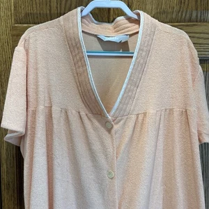 Blair Women’s Vintage Terry Cloth Peach Botton Up Short Sleeved Robe Sz 2XL - Picture 1 of 16