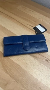 Pochette HOBO International pelle blu carta di credito bifold nuova con etichetta classica Boho Caree - Foto 1 di 13