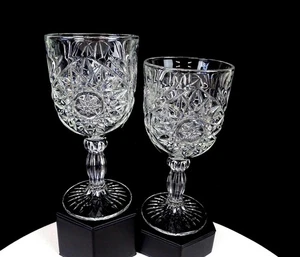 Libbey Glass Company Hobstar Pattern Ribbed Stem 2 Pc 7 1/4" Water Goblets 2001- - Picture 1 of 10