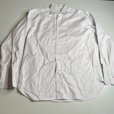 Ermenegildo Zegna Men’s Dress Shirt 41/16 L French Cuff Plaid Check 100% Cotton - Image 1 of 4