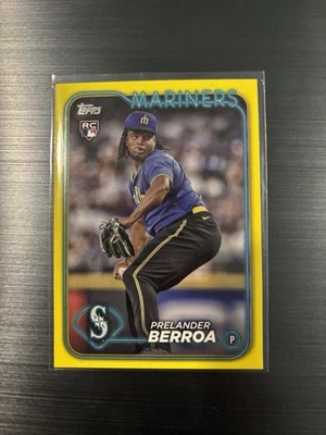 2024 Topps Series 1 - Prelander Berroa #36 Yellow (RC) Seattle Mariners  - Image 1 of 2