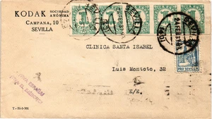 SCW 1937 Brief aus Sevilla Lokaletikett KODAK Fotografie (3432) - Bild 1 von 2