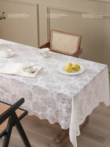 Mantel de encaje blanco impermeable, manteles para decoración del hogar (55x72 pulgadas) - Imagen 1 de 14