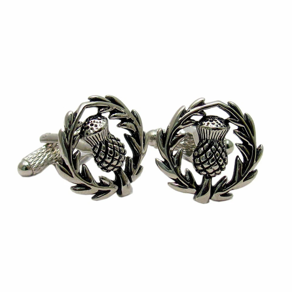 Thistle Wreath Cufflinks by Onyx-Art of London Scotland New Boxed CK944 Foto 1 de 1