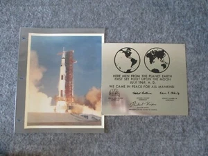 NASA APOLLO 11 LAUNCH (KSC 1st GEN PHOTO) KODAK PAPER + PLAQUE - JULY 1969 MOON - Picture 1 of 24
