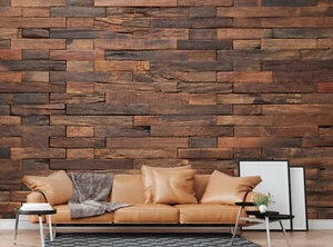 Mural de pared de madera antiguo paneles de madera papel tapiz textura marrón papel póster decoración arte - Imagen 1 de 7