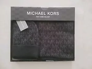Michael Kors Men’s Scarf and Reversible Hat Set, Black/Dark Grey NIB MSRP $88 - Picture 1 of 2