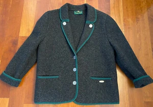 Women's Giesswein Austrian Jacket Gray With Green Trim Size 42 /USA Size 12 - Picture 1 of 12