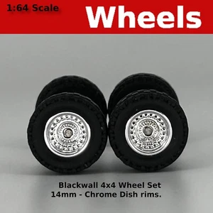 14mm 4x4 LKW Reifensätze - Blackwall Chromschale für Hot Wheels - Bild 1 von 4