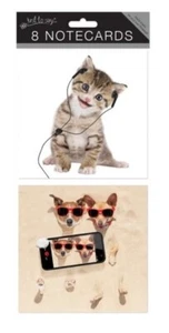 Tarjetas de notas cuadradas grandes Tallon 4099 diseños de animales locos - gato y perro - paquete de 8 - Imagen 1 de 1