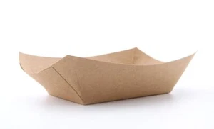Disposable Brown Paper Food Tray Fully Biodegradable Brown Trays Picnics Carniva - Picture 1 of 9