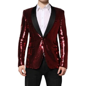 DOLCE & GABBANA Jacket Red SICILIA Sequin Embellish Blazer IT48/US38/M 4130usd - Picture 1 of 7