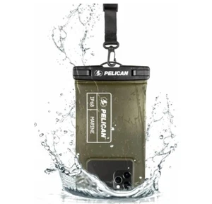 Pelican Marine IP68 Waterproof Phone Pouch/Case Regular Size Green w/ Lanyard - Picture 1 of 14