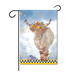 Cow Scottish Highland Cow Floral Garden Flag Double Sided 12 x 17 in. - Picture 1 of 1