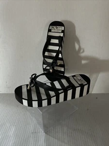 Kate Spade New York Black & White Striped Platform/Flip Flop Sandal Size 7 - Picture 1 of 4