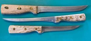 Vintage Lot Of 3 Old homestead knife collection Filet, Utility, Boning Stainless - Picture 1 of 5