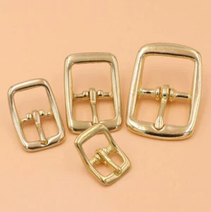Solid Brass Middle Center Bar Belt Buckles For Leather Strap Bag Bridle Halter - Picture 1 of 8