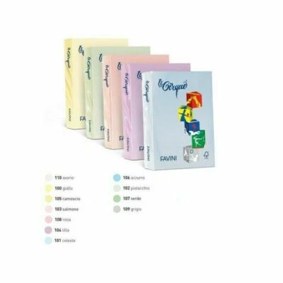 Carta Colorata A4(21x29) Le Cirque FAVINI 160 gr. 250 Fg.VARI COLORI TENUI