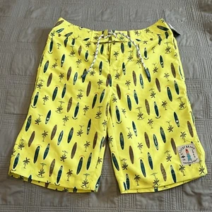 Lucky Brand Boardshorts Yellow Surfboard Print Beach Swim Boys Size 20 NEW - Picture 1 of 9