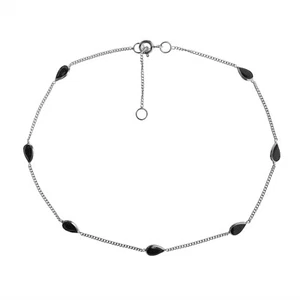 Elegante tobillera estacionada lágrima negra circonita cúbica enlace playa plata .925 - Imagen 1 de 7