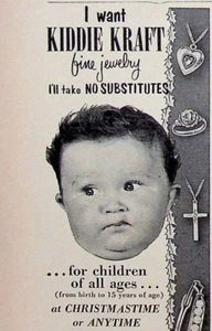 Kiddie Kraft 1954 joyería fina regalos de Navidad vintage años 50 anuncio impreso Attleboro MA - Imagen 1 de 2