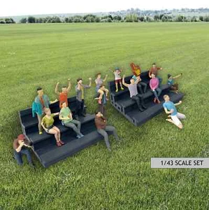 1-43 Scale Fan Figures Set – 16 Mini Spectators supporters + 2 Grandstands - Picture 1 of 13