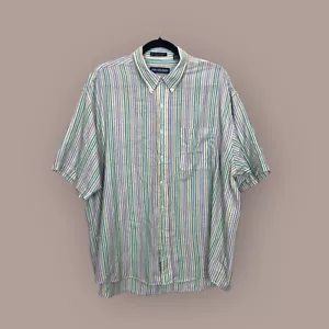 Camicia leggera vintage Grandpa Core righe pastello Van Heusen tasca bottoni - Foto 1 di 11