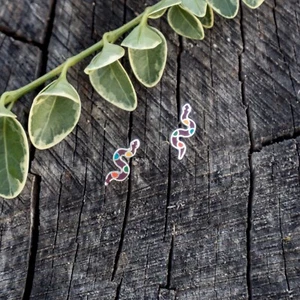 Mini Enameled Sterling Silver Snake Earrings - Picture 1 of 1