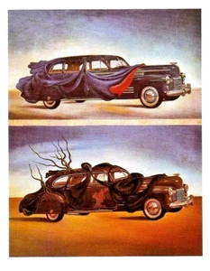 SALVADOR DALI  "CLOTHED AUTOMOBILE"  ~ (SURREALISM / ART POSTCARD) ~  #72 - Picture 1 of 2