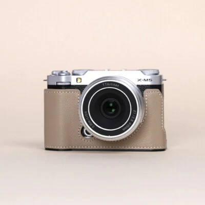 Fit For Fujifilm X-M5 Handmade Real Leather Camera Half Cases Bag Protect Covers - Image 1 of 4