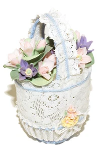 DIEB KORB TÜLL BLUMEN HELLBLAU BASKETBALL FLOWER AZUL NEU 01001574.3 1574.3 - Bild 1 von 1
