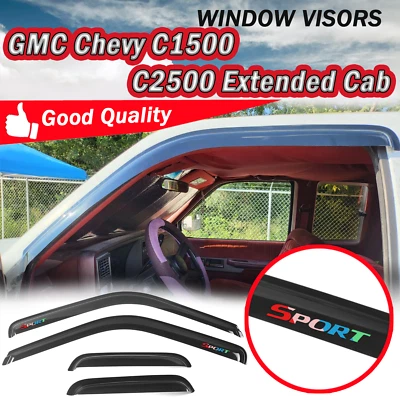 For 88-99 GMC Chevy C1500 C2500 K1500 K2500 Extended Cab Window Visor w/ Sport Foto 1 de 4