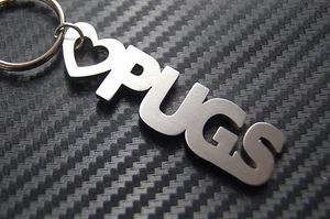 LOVE PUGS Pug Perro Amante Llavero Llavero Llavero A medida Acero Inoxidable Regalo - Imagen 1 de 1