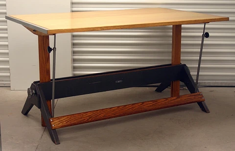 1960's solid maple MAYLINE DRAFTING TABLE 60" X 37"  clean & complete EX Cover