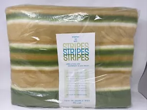 Vintage JC Penney's Satin Trim Striped Blanket Rayon & Acrylic New & Sealed - Picture 1 of 4