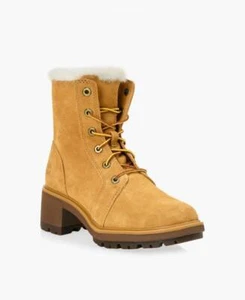 Timberland Women's Kori Park Combat Boots 8 Wheat Suede Mid Calf Lace Up New - Picture 1 of 10