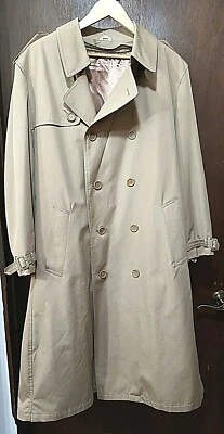 Oleg Cassini Men`s Trench Coat Weather Ready 44 Regular Khaki Tan Zip-out Lining - Image 1 of 4
