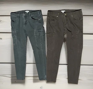 Pantalones cargo CAbi #962 ajustados elásticos negros grises y marrones para mujer talla 8 - Imagen 1 de 6