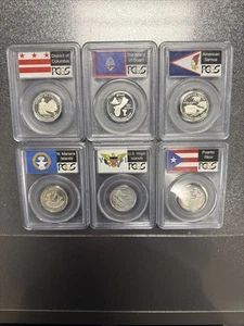 2009-S 6 Coin State Quarter Silver Proof Set PCGS PR69 DCAM Flag Labels. - Picture 1 of 14