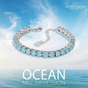 Park Lane OCEAN 6mm BLUE CZ Silver Impression Tennis Bracelet - Picture 1 of 8