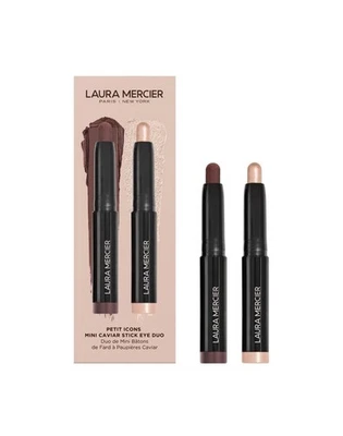 Mini Palo de Caviar Laura Mercier PETIT ICONS SOMBRA DE OJOS DÚO Cacao Oscuro y Oro Rosa Foto 1 de 3