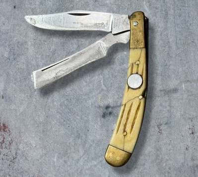 UNBRANDED Pakistan Surgical Steel 2-Blade Bone Vintage Assisted Pocket Knife  - Image 1 of 4