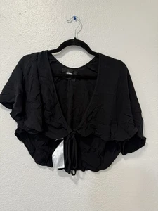 Reformation schwarz Kimono Stil Kurzarm Damen Wickel Top Größe XS - Bild 1 von 6