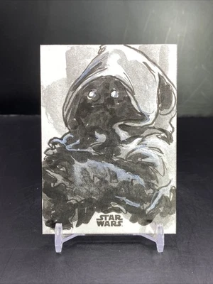 2025 Topps Star Wars Chrome Jawa Artist Sketch 1/1 Silver Foil Dan Gorman  - Image 1 of 4