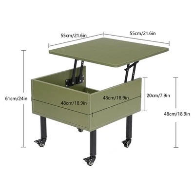 Coffee Table W/ Storage Adjustable Height End Side Table Moveable Wood Organizer - Image 1 of 4
