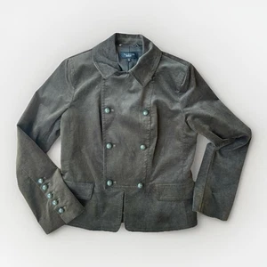 Talbots Blazer Jacket W Size 10 Olive Green Velvet Military Timeless Structure - Picture 1 of 6