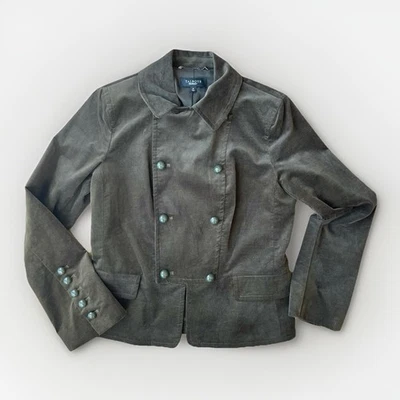 Talbots Blazer Jacket W Size 10 Olive Green Velvet Military Timeless Structure - Image 1 of 4