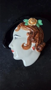 Wandrelief Moorkeramik Chelsea Werke Art Deco Thema Gesicht - Bild 1 von 2