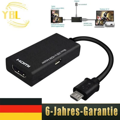 Micro USB auf HDMI Adapter MHL 1080P 8-Kanal Stereo Sound Für Samsung Galaxy - Bild 1 von 4
